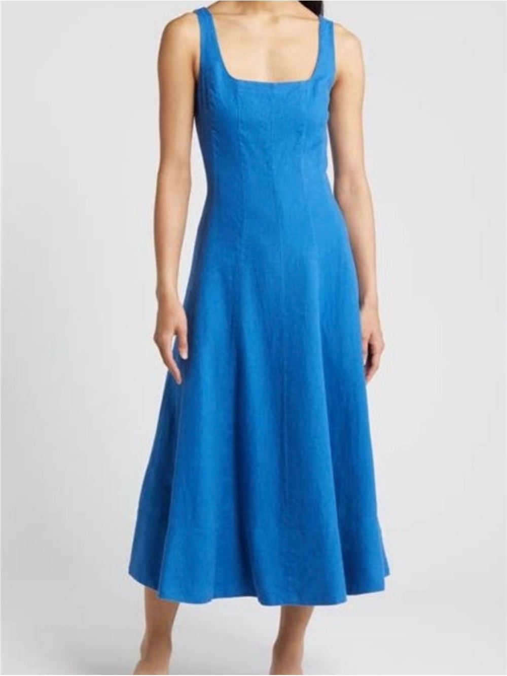 Lilly Pulitzer Calina Blue Square-Neck Midi Dress